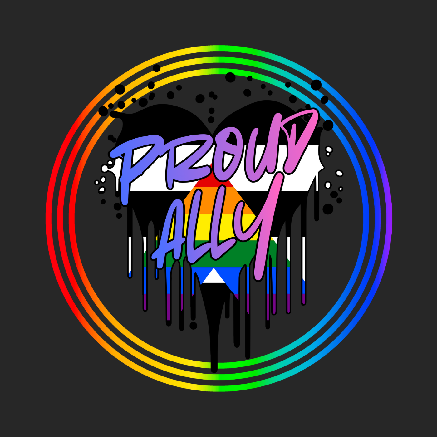 Proud Ally Herz im Regenbogenkreis