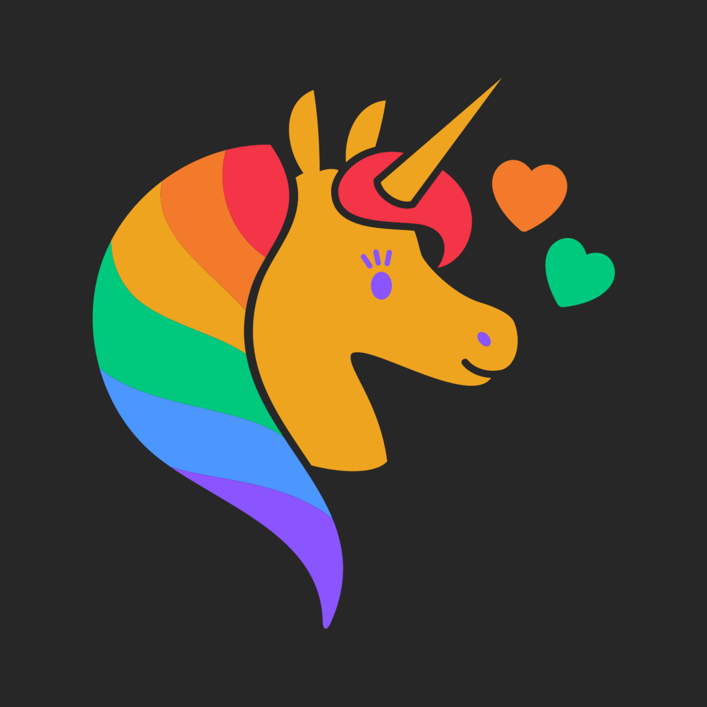 Regenbogen Einhorn mit Herzen