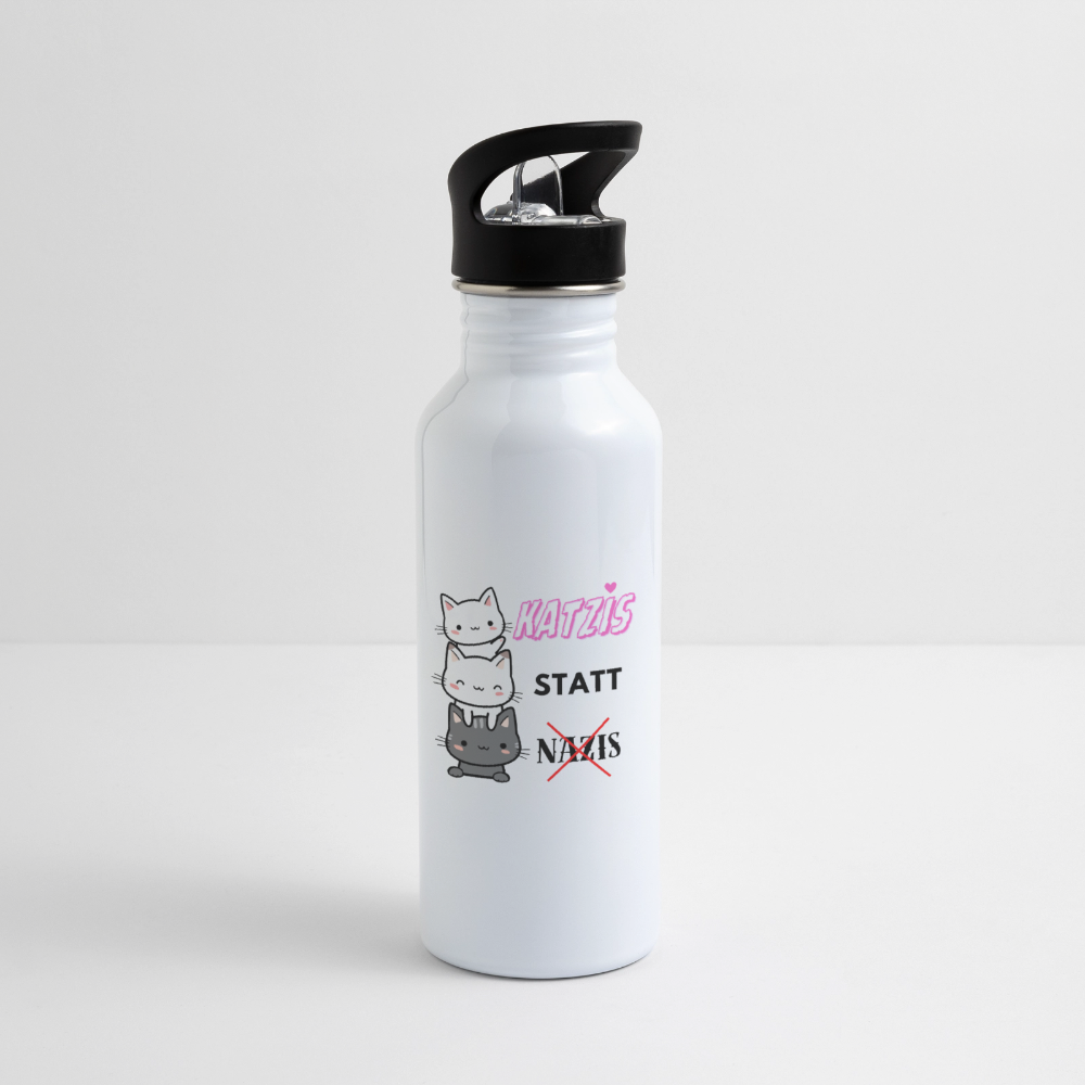 Katzis statt Nazis - Trinkflasche - Weiß