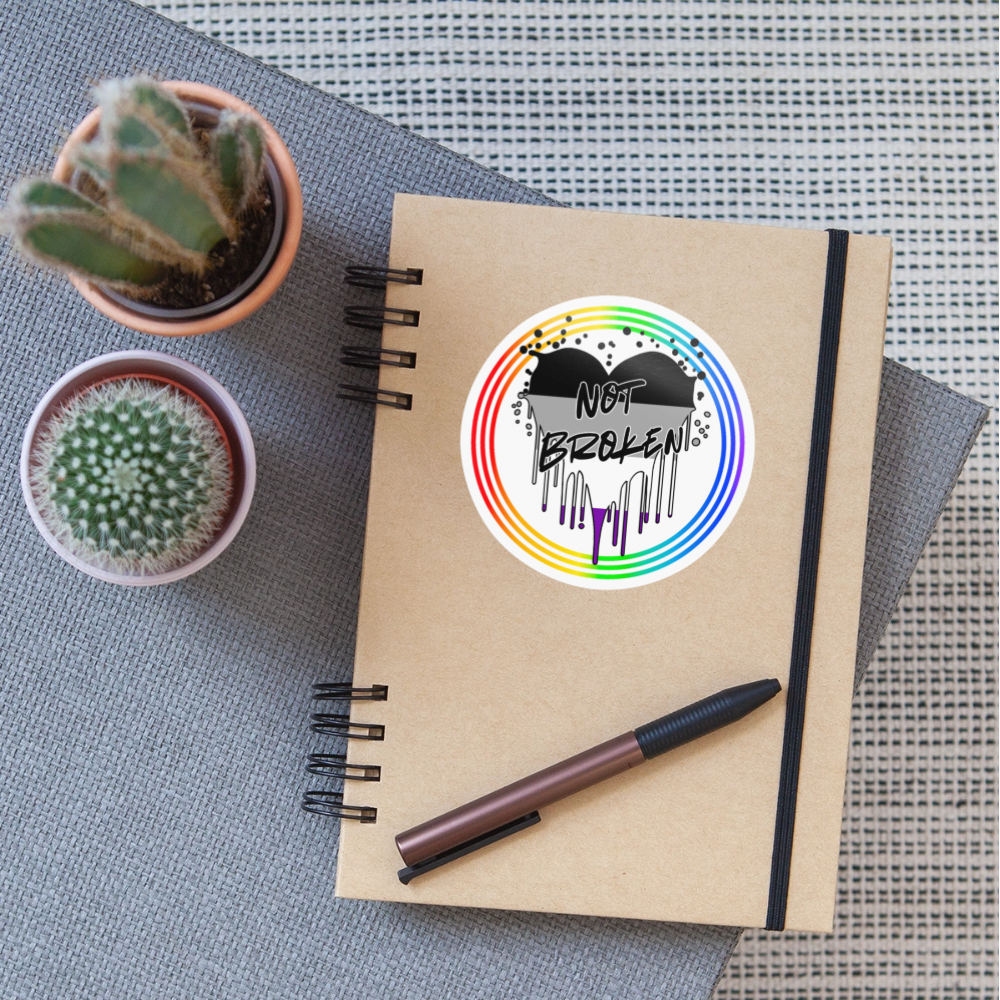 Asexual Not Broken "Regenbogenkreis Edition" - Sticker (groß) - Weiß glänzend