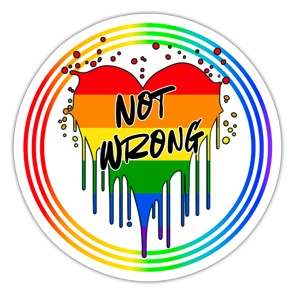 Queer Not Wrong "Regenbogenkreis Edition" - Sticker (groß) - Mattweiß