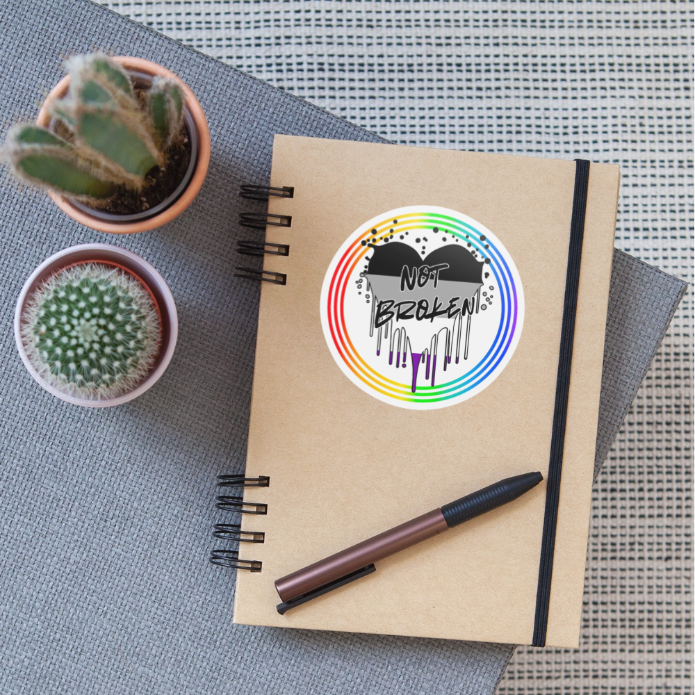 Asexual Not Broken "Regenbogenkreis Edition" - Sticker (groß) - Mattweiß