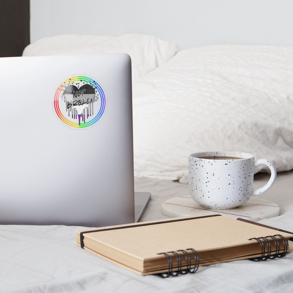 Asexual Not Broken "Regenbogenkreis Edition" - Sticker (groß) - Transparent glänzend
