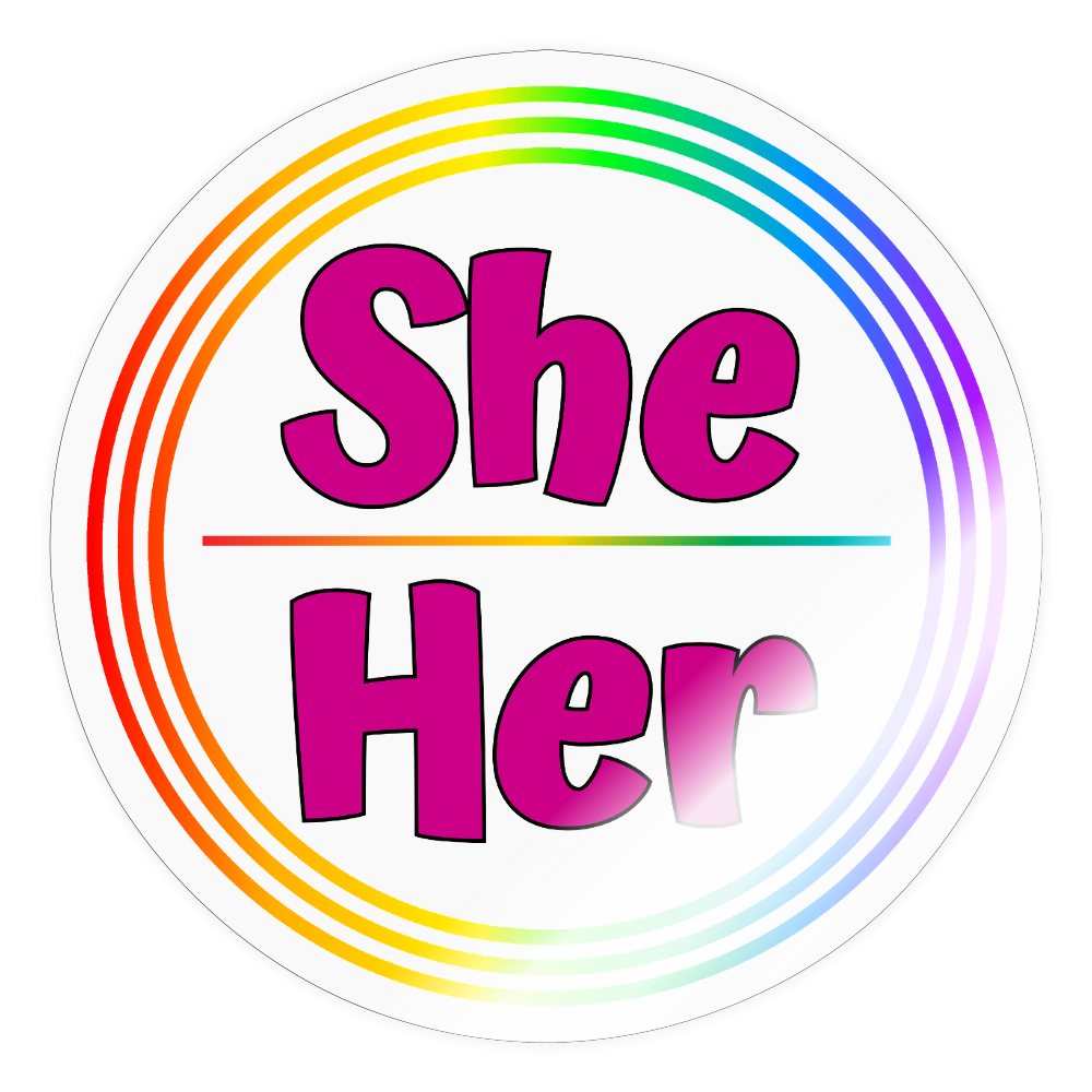 She/Her Pronomen Regenbogenkreis - Sticker (groß) - Transparent glänzend