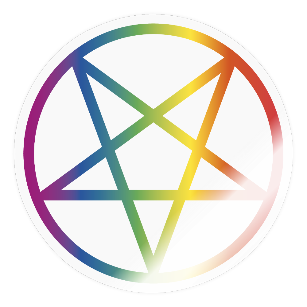 Regenbogen Pentagramm - Sticker (groß) - Transparent glänzend