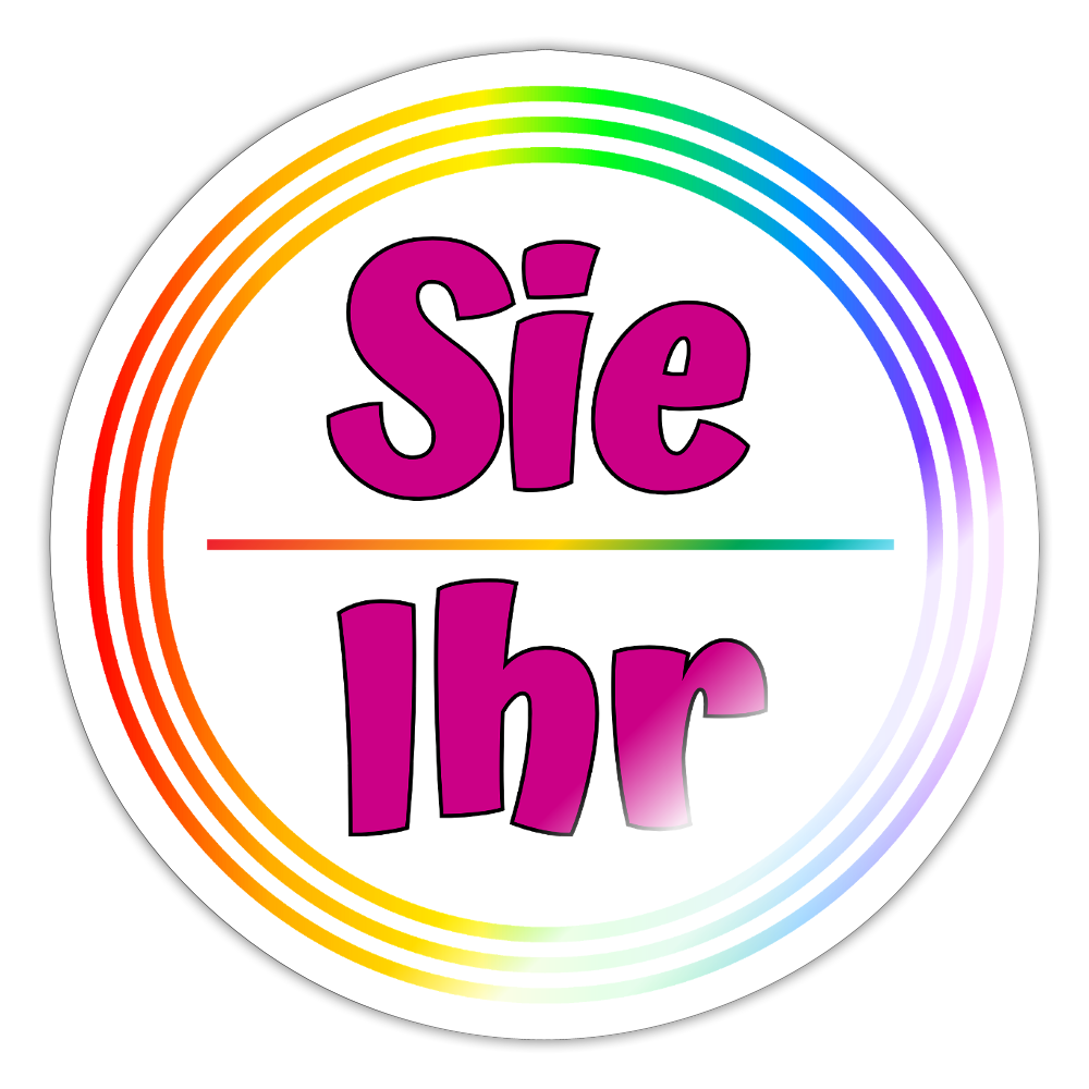 Sie/Ihr Pronomen Regenbogenkreis - Sticker (groß) - Weiß glänzend