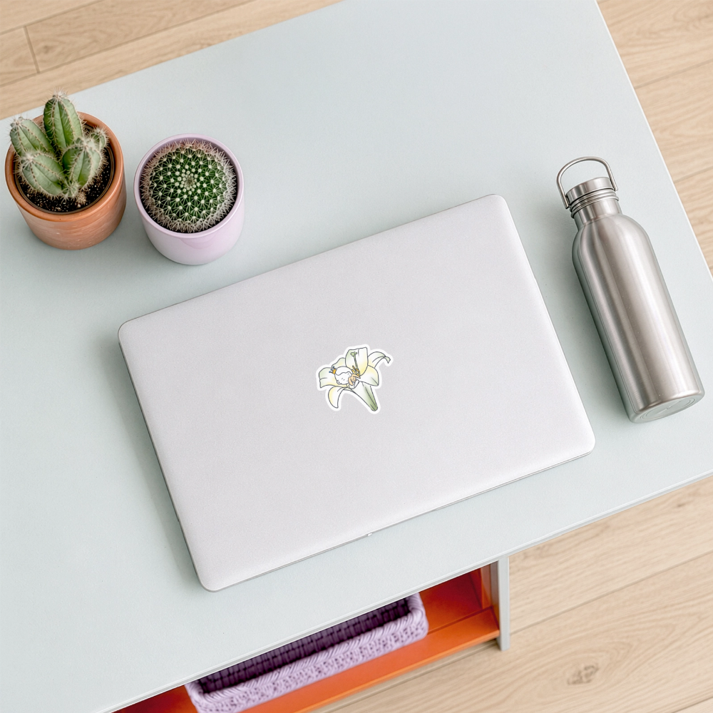 Seelenmännchen "Kuschelblume Edition" - 1x Sticker (groß) - Mattweiß