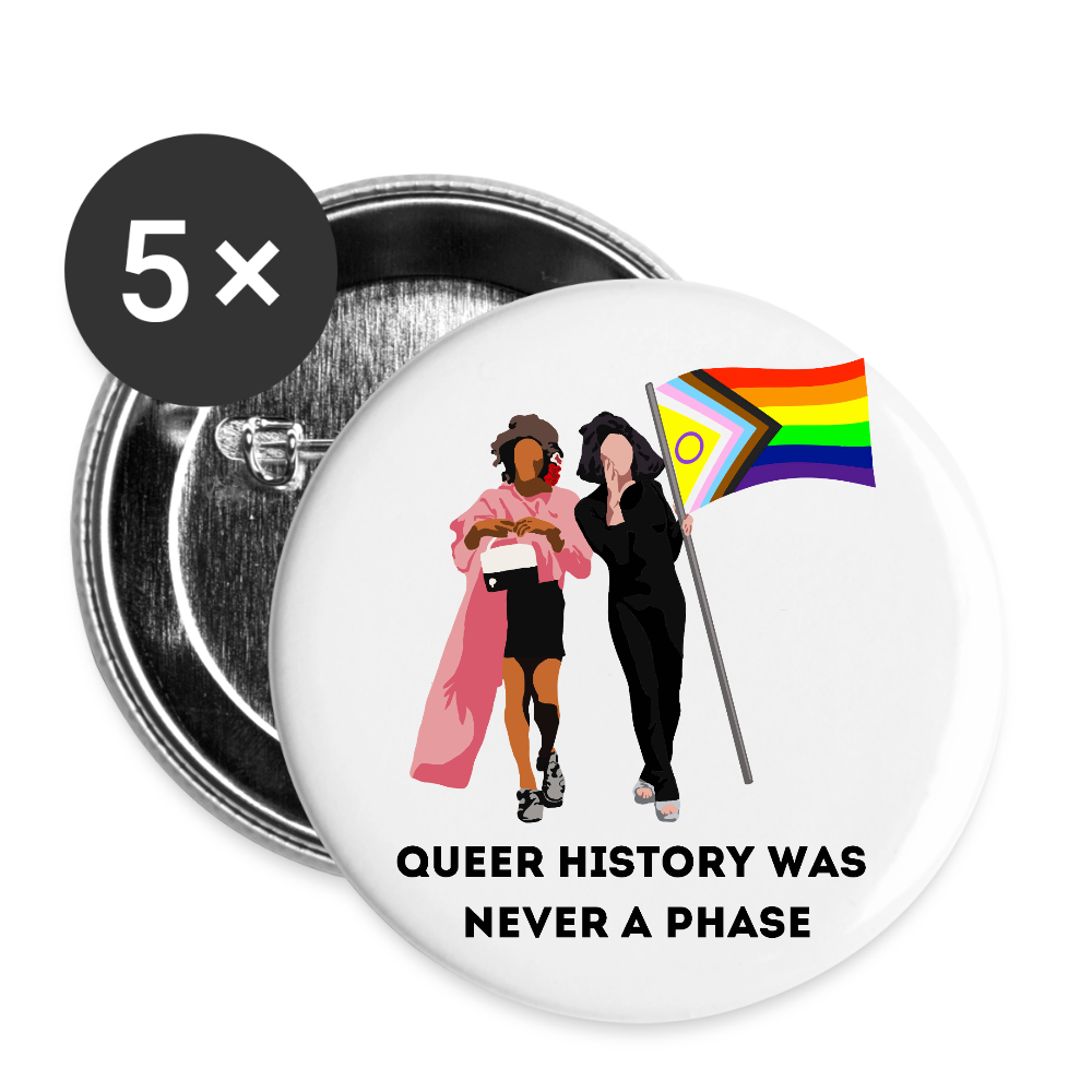 Queer History Was Never A Phase - Buttons klein 5x - Weiß