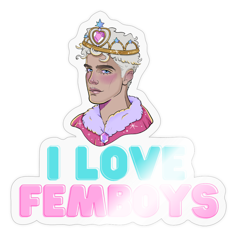 I Love Femboys "Royal Blush Edition" - Sticker (groß) - Transparent glänzend