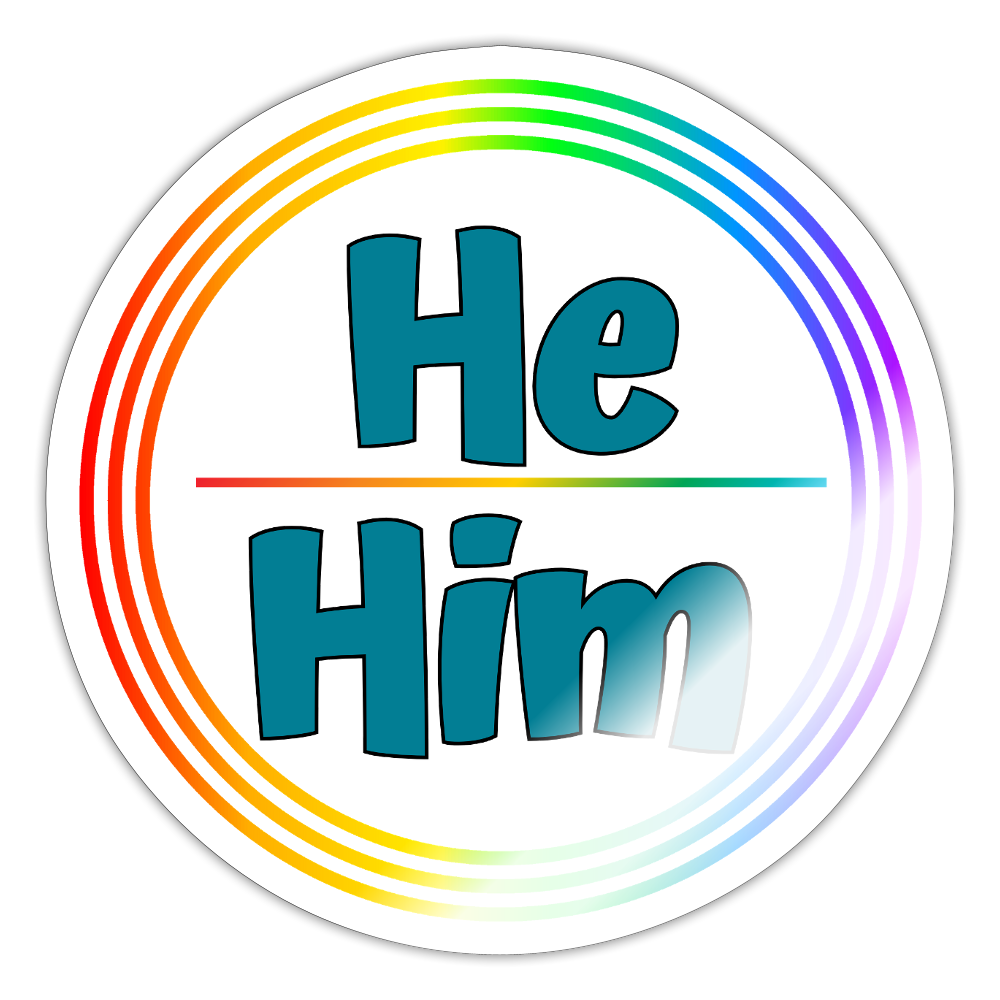 He/Him Pronomen Regenbogenkreis - Sticker (groß) - Weiß glänzend