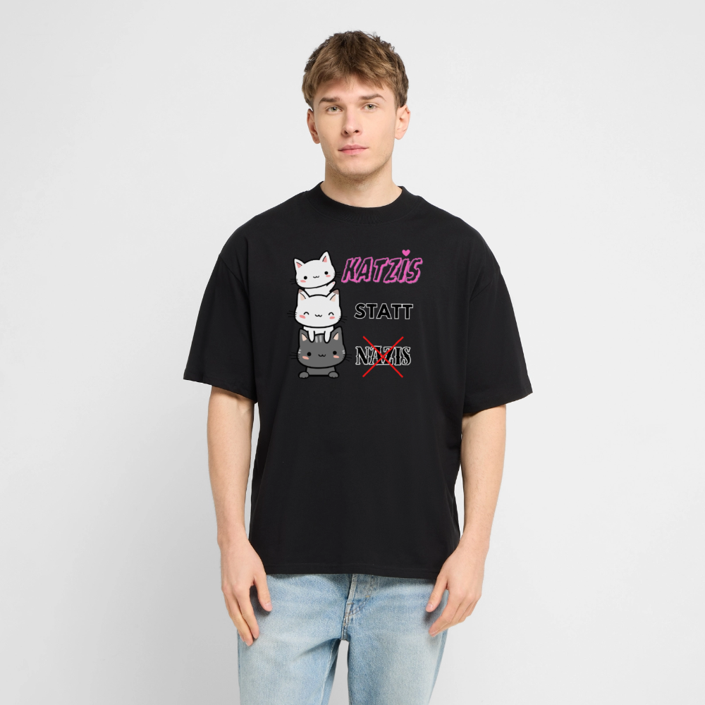 Katzis statt Nazis - Stanley/Stella Oversized Unisex Bio T-Shirt - Schwarz