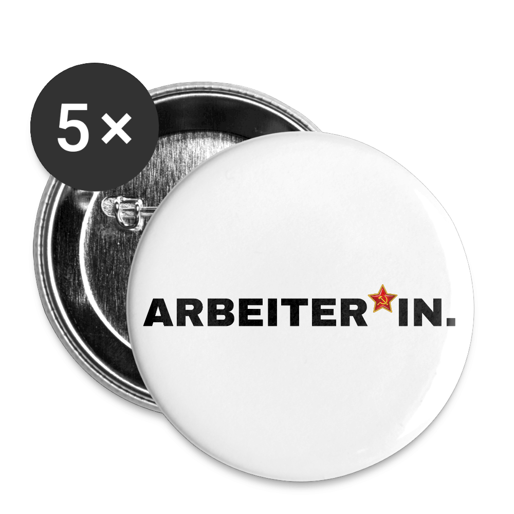 ARBEITER*IN. "Plain Work Edition" - Buttons klein 5x - Weiß