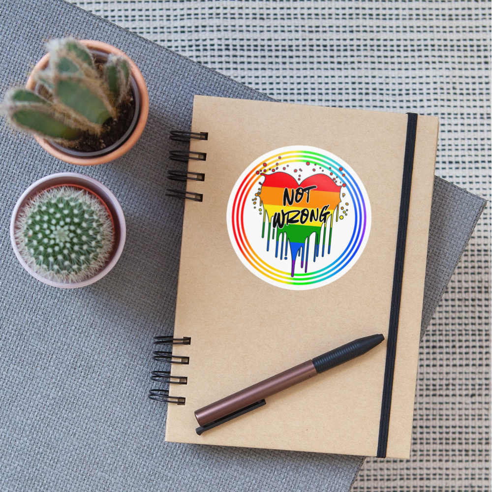 Queer Not Wrong "Regenbogenkreis Edition" - Sticker (groß) - Weiß glänzend