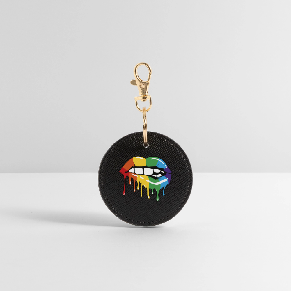 Regenbogen Lippen - BOUTIQUE Schlüsselanhänger - Schwarz