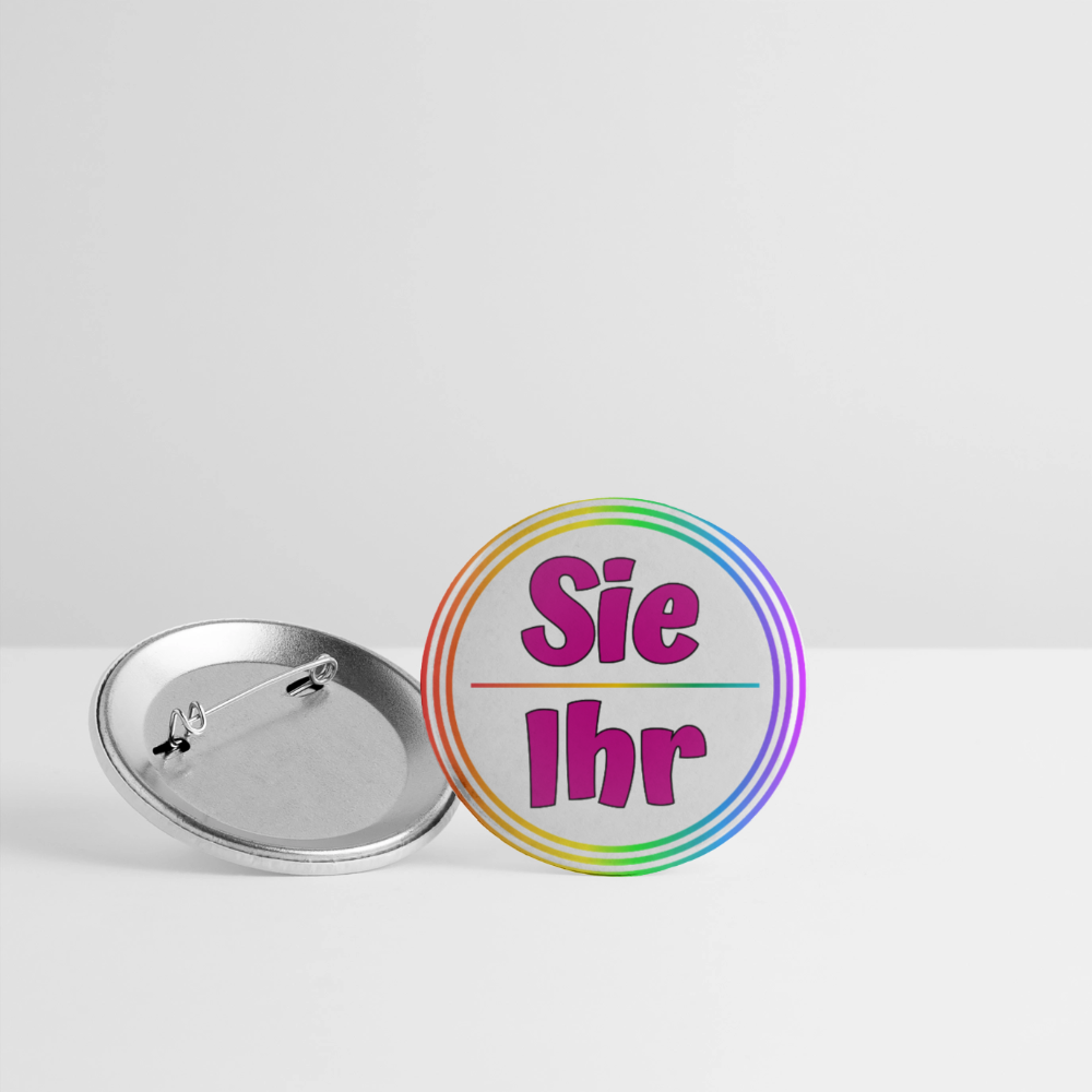 Sie/Ihr Pronomen Regenbogenkreis - Buttons klein 5x - Weiß