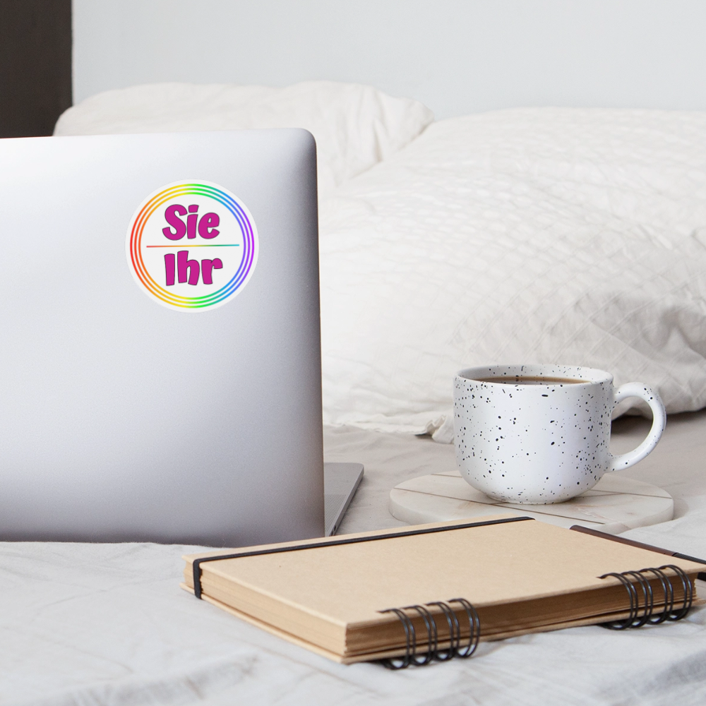 Sie/Ihr Pronomen Regenbogenkreis - Sticker (groß) - Mattweiß
