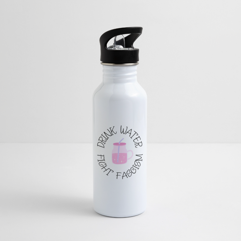 Drink Water Fight Fascism - Trinkflasche - Weiß