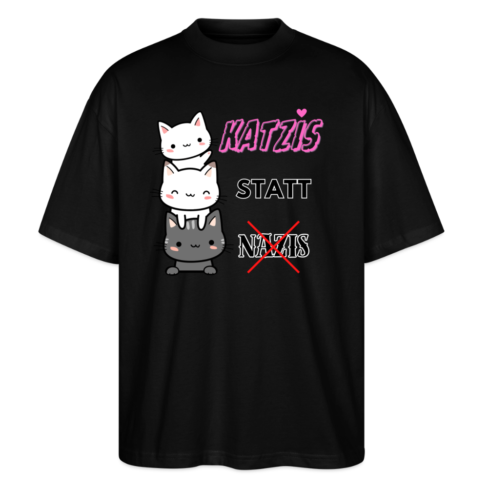 Katzis statt Nazis - Stanley/Stella Oversized Unisex Bio T-Shirt - Schwarz