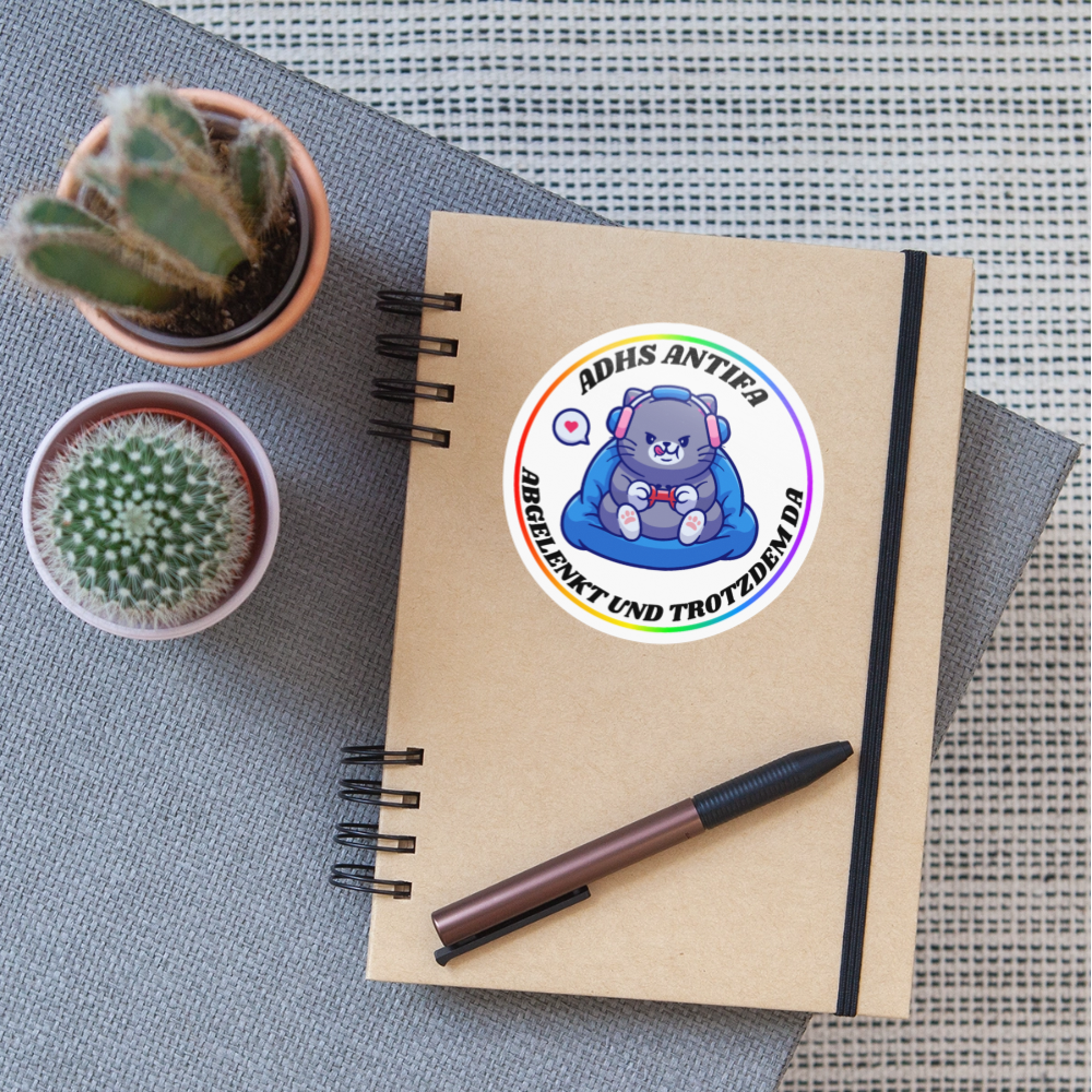 ADHS Antifa: Abgelenkt und trotzdem da "Gamer Cat Edition" - Sticker (groß) - Weiß glänzend