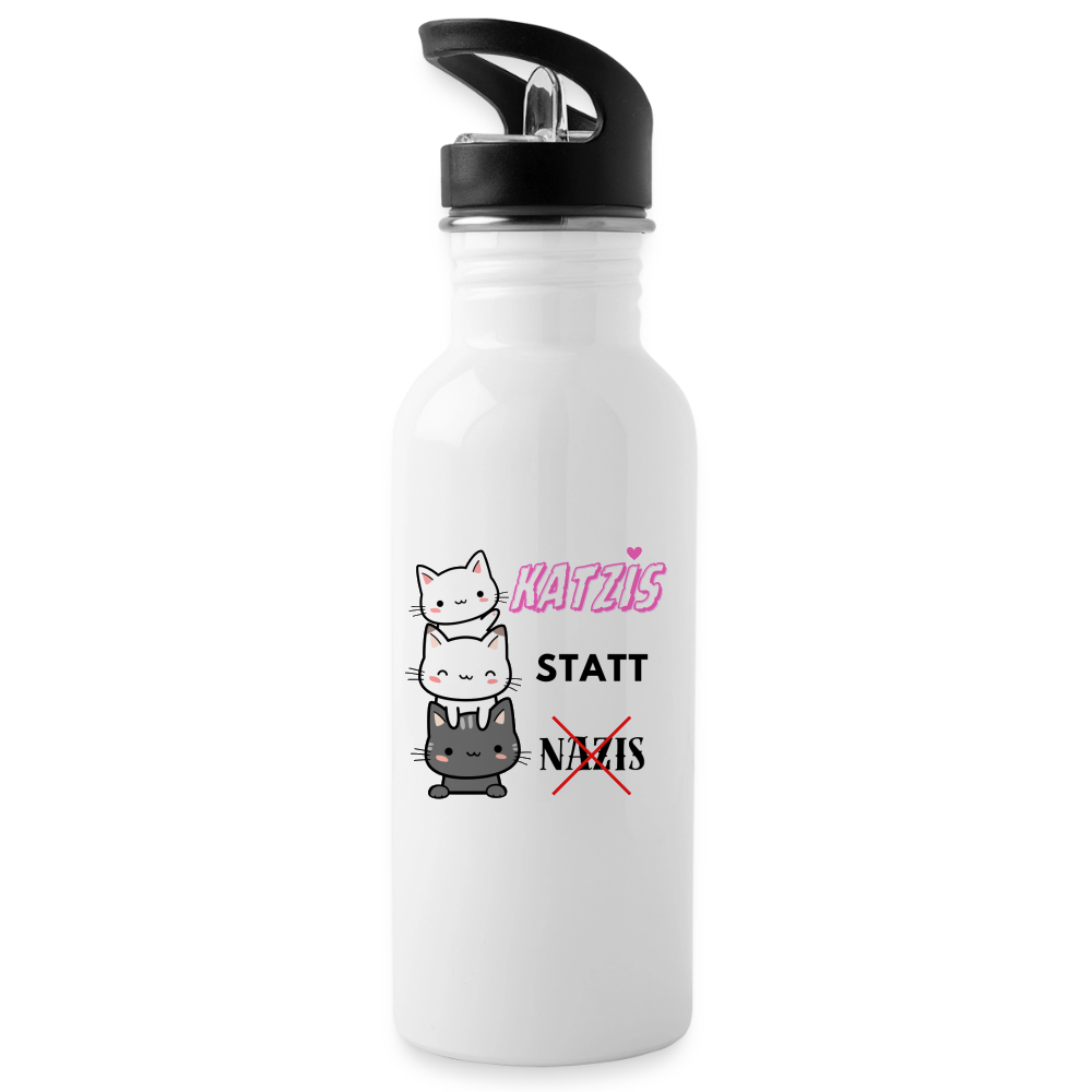 Katzis statt Nazis - Trinkflasche - Weiß