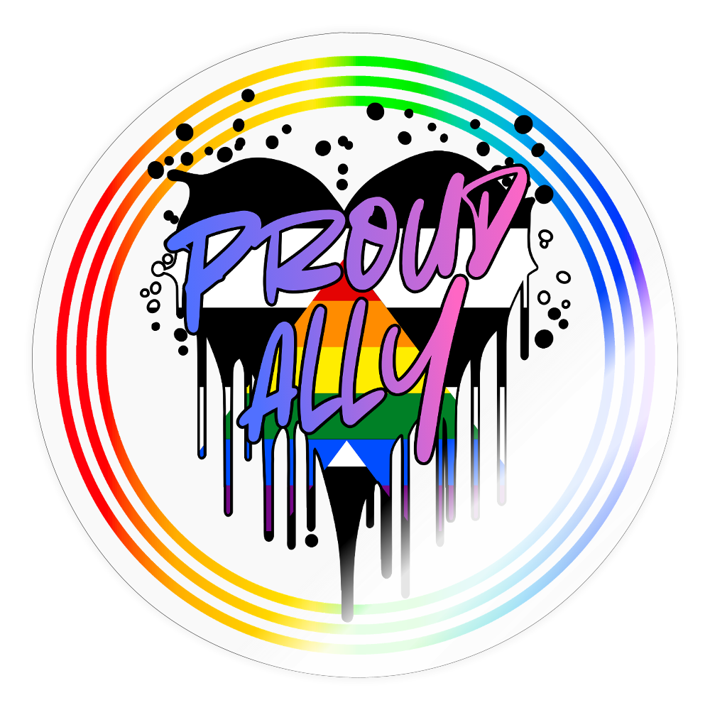 Proud Ally Herz im Regenbogenkreis - Sticker (groß) - Transparent glänzend