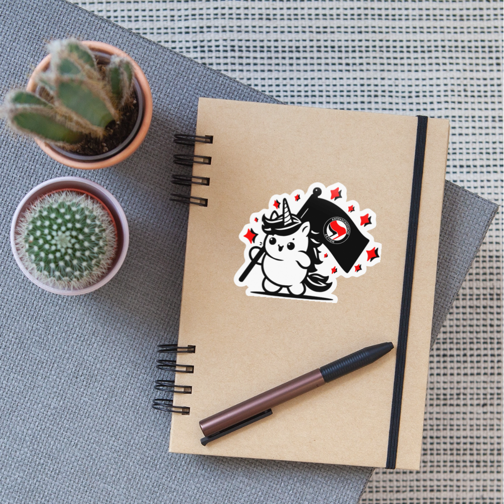 Einhorn Antifa - Sticker (groß) - Weiß glänzend