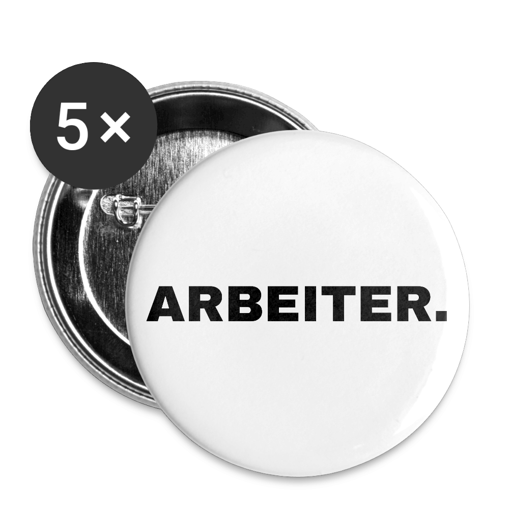 ARBEITER. "Plain Work Edition" - Buttons klein 5x - Weiß
