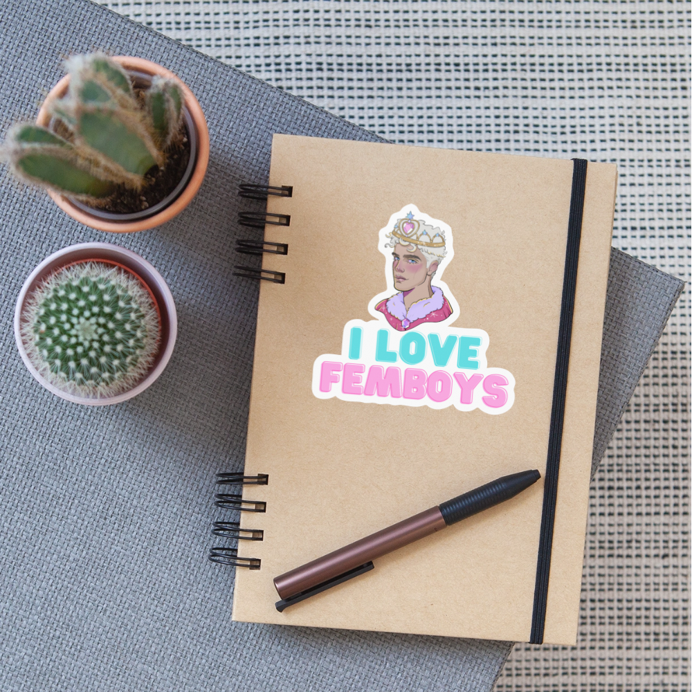 I Love Femboys "Royal Blush Edition" - Sticker (groß) - Weiß glänzend