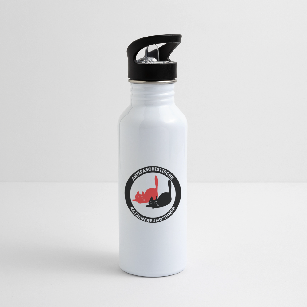 Antifaschistische Katzenfreund*innen - Trinkflasche - Weiß