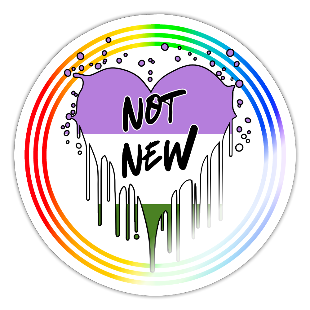 Genderqueer Not New "Regenbogenkreis Edition" - Sticker (groß) - Weiß glänzend