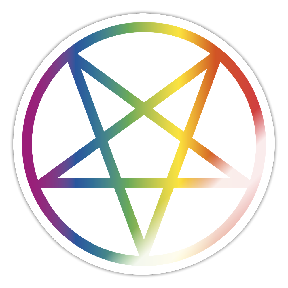 Regenbogen Pentagramm - Sticker (groß) - Weiß glänzend