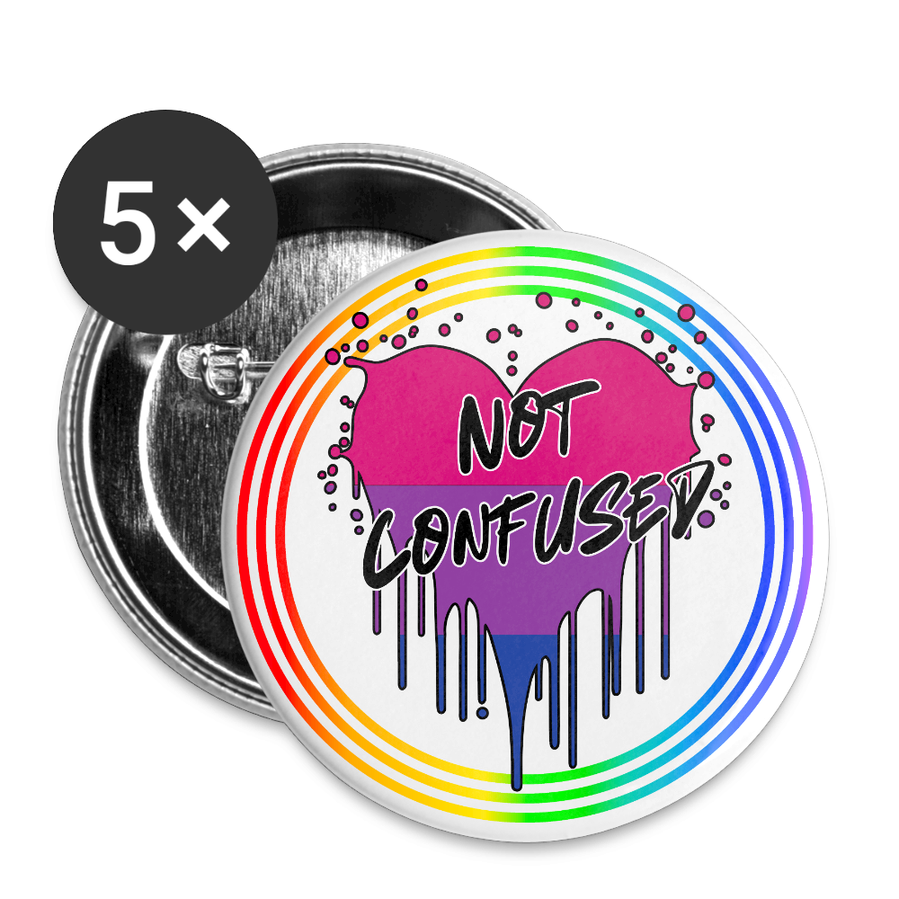 Bisexual Not Confused "Regenbogenkreis Edition" - Buttons klein 5x - Weiß