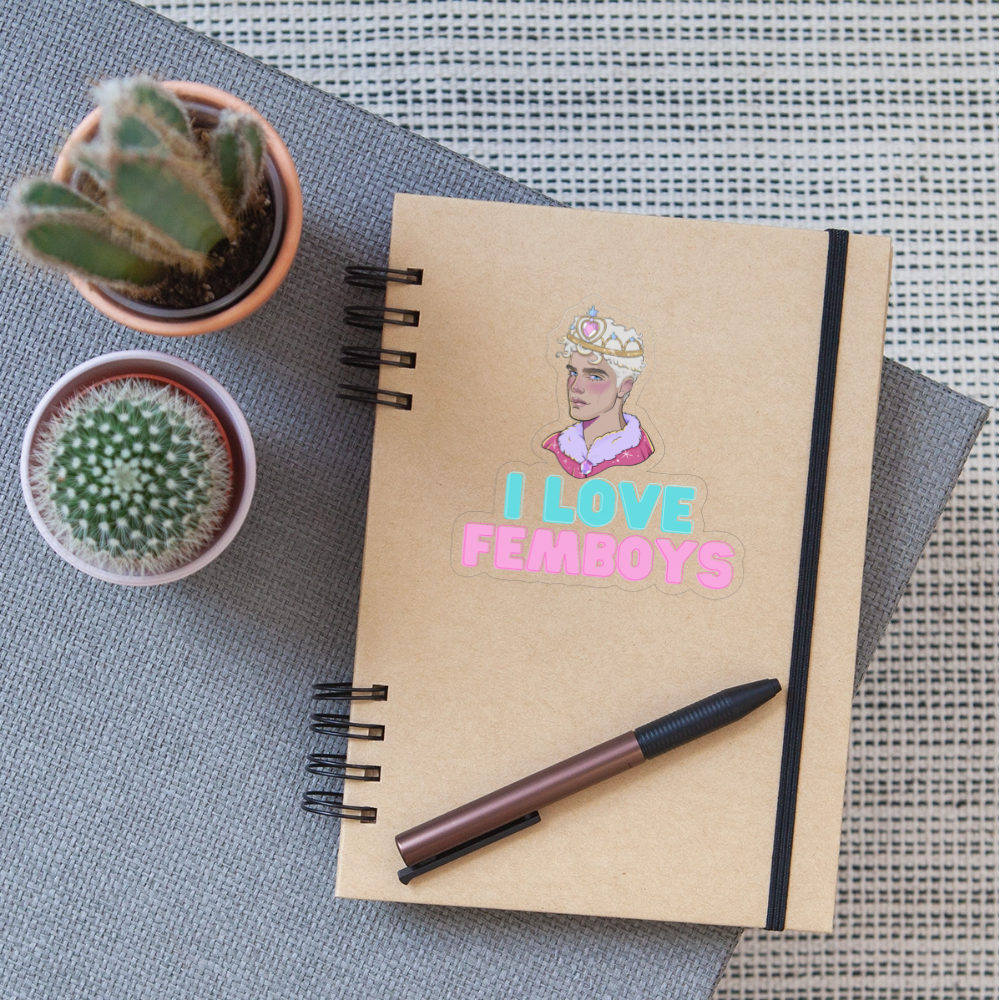 I Love Femboys "Royal Blush Edition" - Sticker (groß) - Transparent glänzend