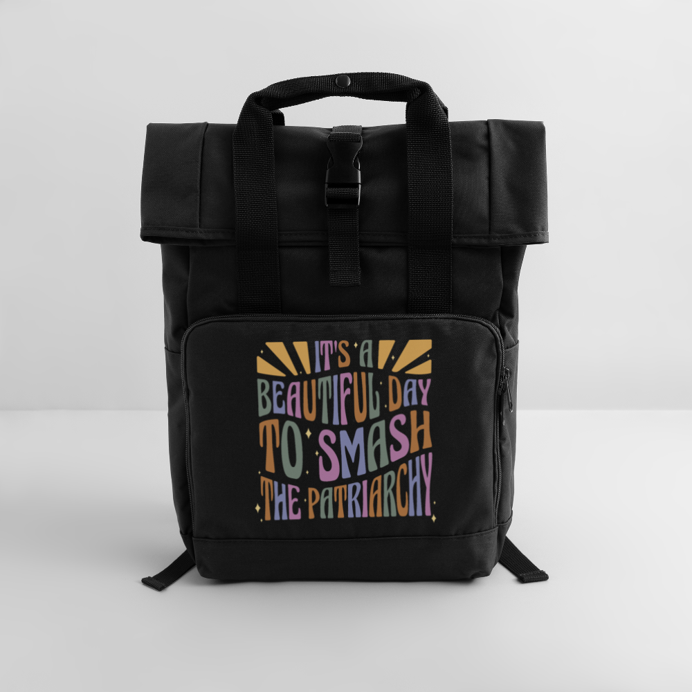 It's a Beautiful Day to Smash the Patriarchy - Rolltop Rucksack mit zwei Griffen - Schwarz