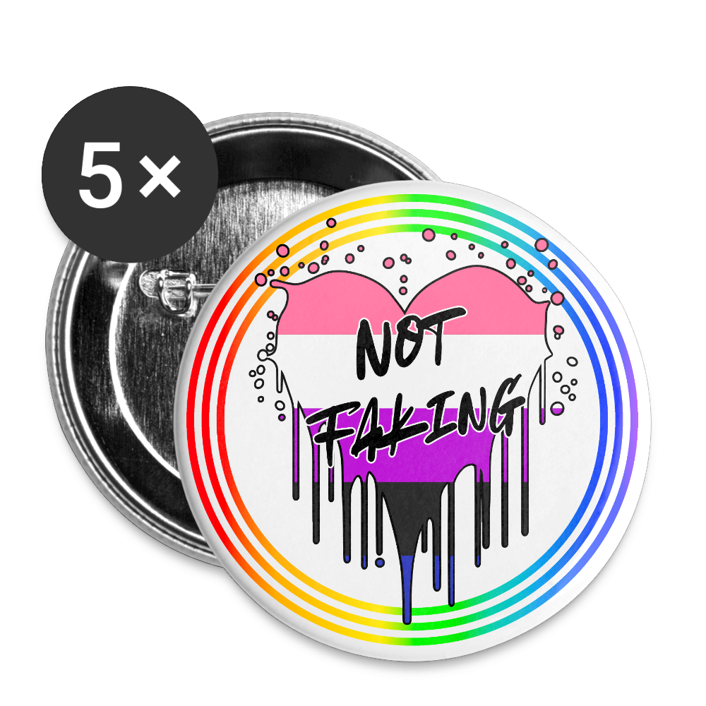 Genderfluid Not Faking "Regenbogenkreis Edition" - Buttons klein 5x - Weiß