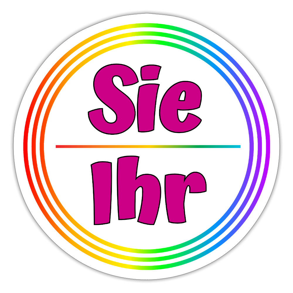 Sie/Ihr Pronomen Regenbogenkreis - Sticker (groß) - Mattweiß