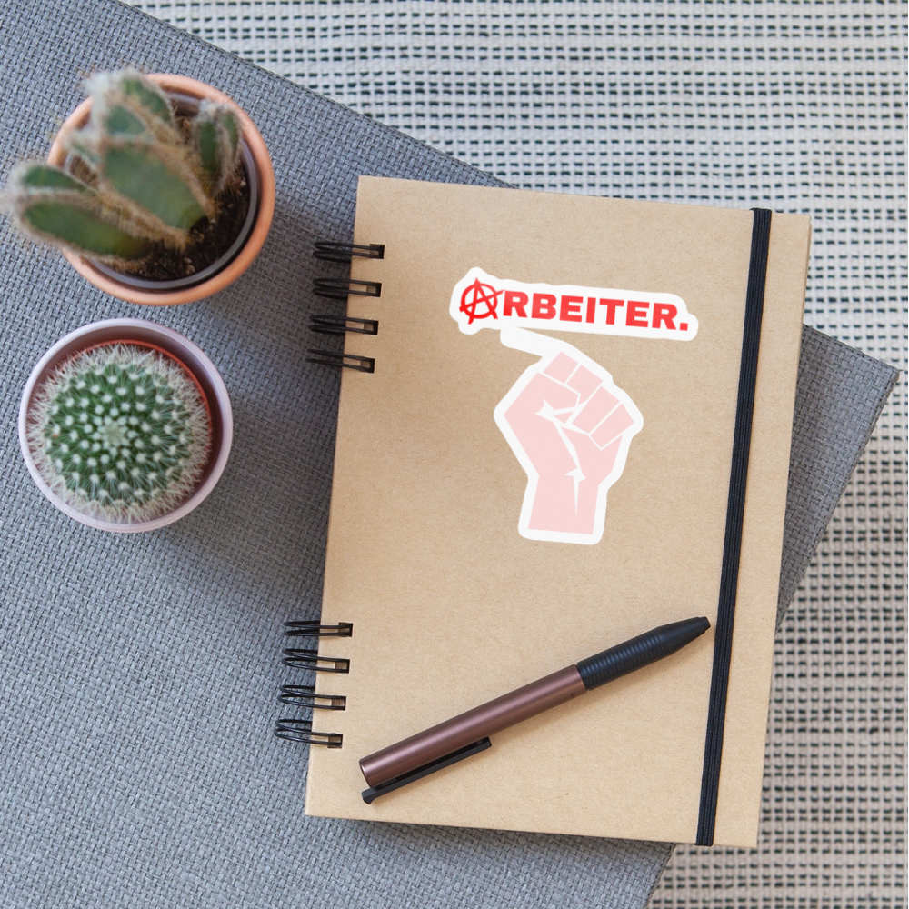 ARBEITER. "Solidarisch und Frei Edition" - Sticker (groß) - Weiß glänzend