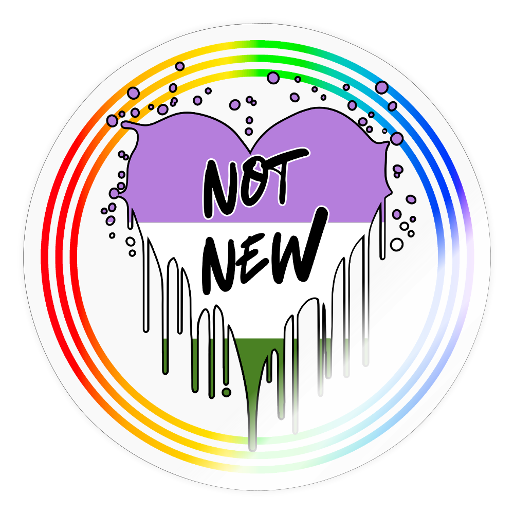 Genderqueer Not New "Regenbogenkreis Edition" - Sticker (groß) - Transparent glänzend