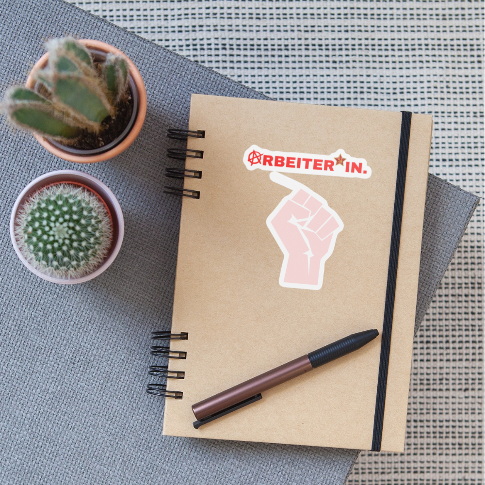 ARBEITER*IN. "Solidarisch und Frei Edition" - Sticker (groß) - Mattweiß