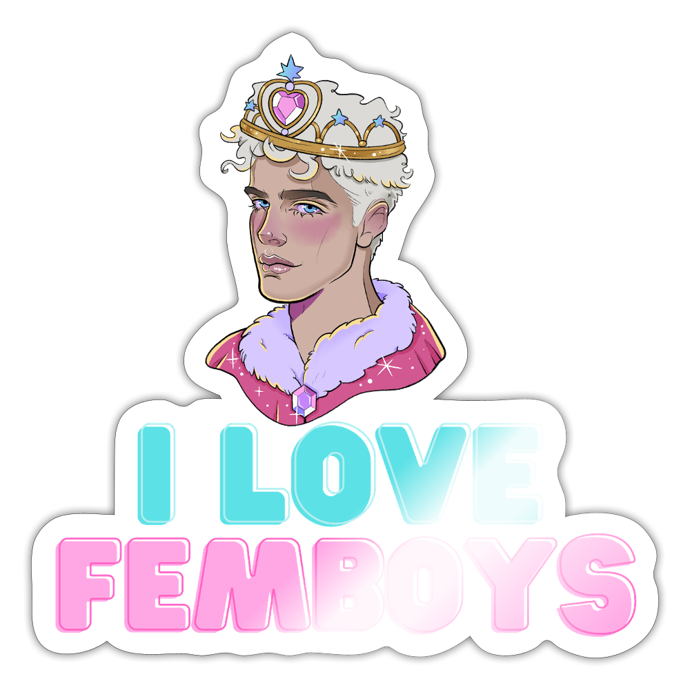 I Love Femboys "Royal Blush Edition" - Sticker (groß) - Weiß glänzend