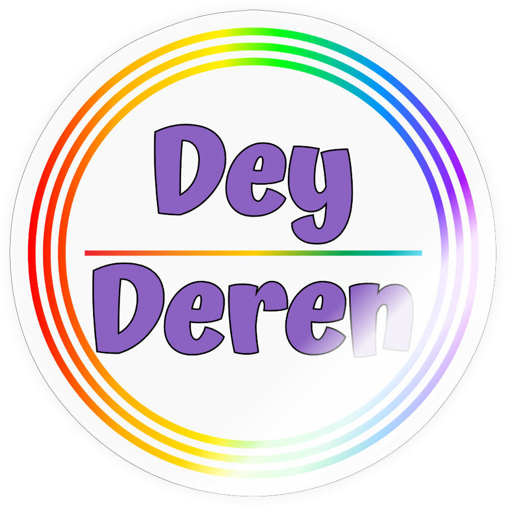 Dey/Deren Pronomen Regenbogenkreis - Sticker (groß) - Transparent glänzend