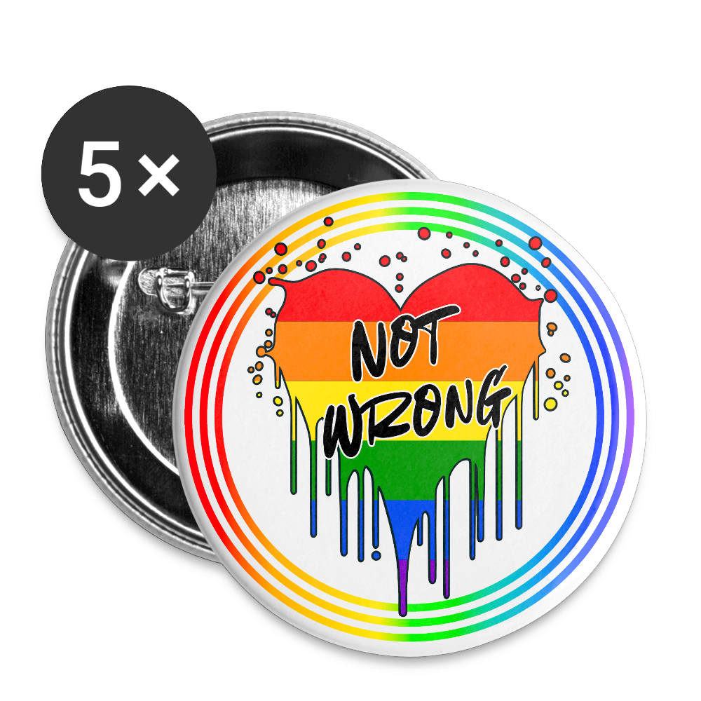 Queer Not Wrong "Regenbogenkreis Edition" - Buttons klein 5x - Weiß