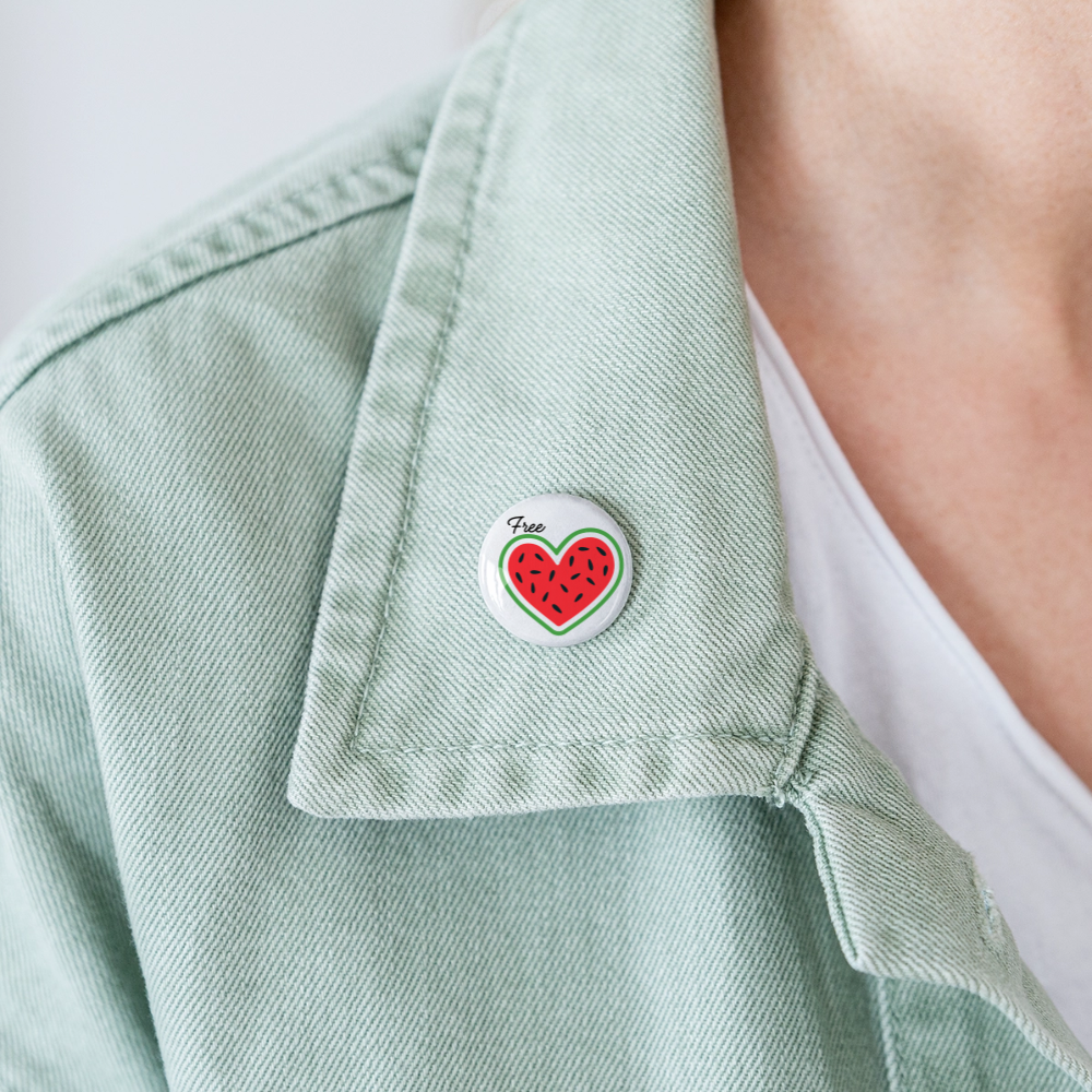 Free Palestine "Melon Heart Edition" - Buttons klein 5x - Weiß