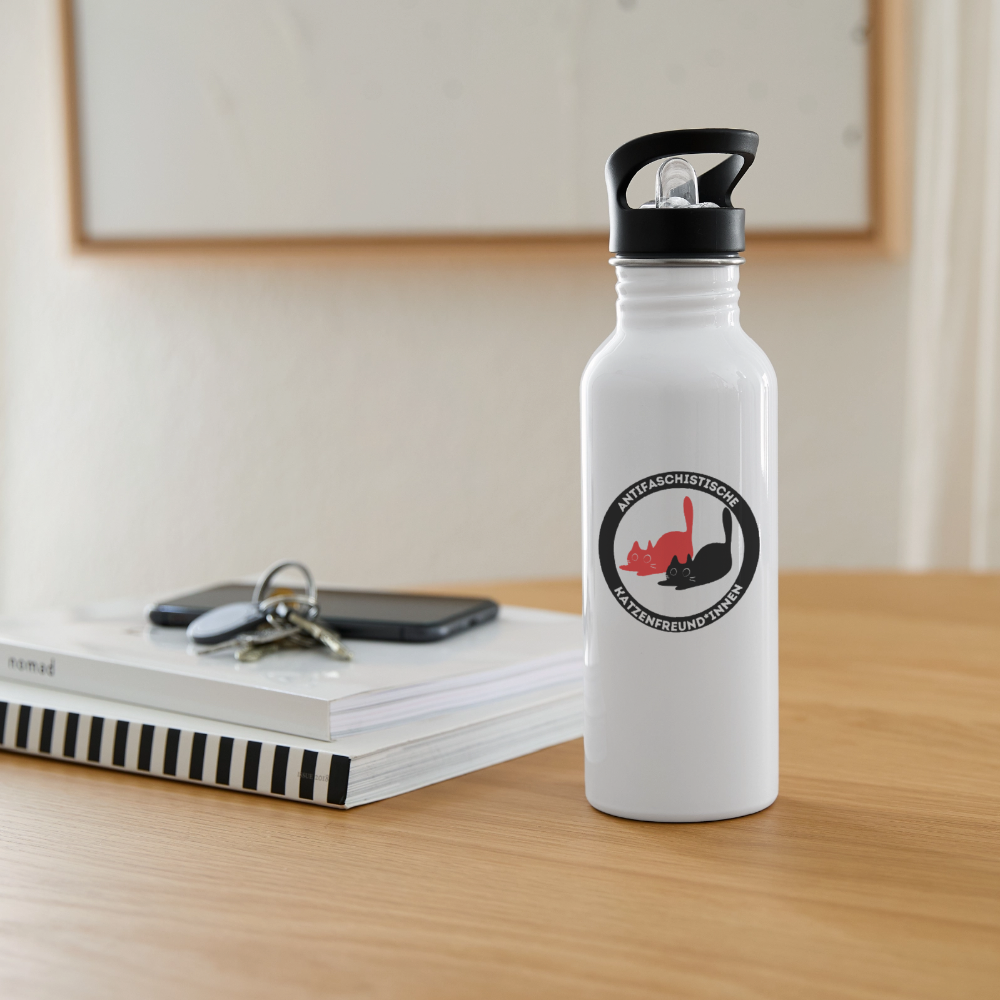 Antifaschistische Katzenfreund*innen - Trinkflasche - Weiß