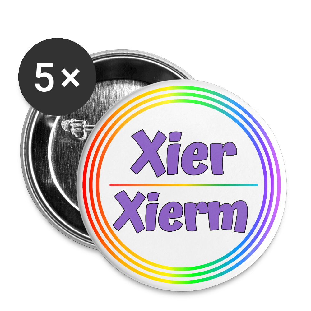 Xier/Xiem Pronomen Regenbogenkreis - Buttons klein 5x - Weiß
