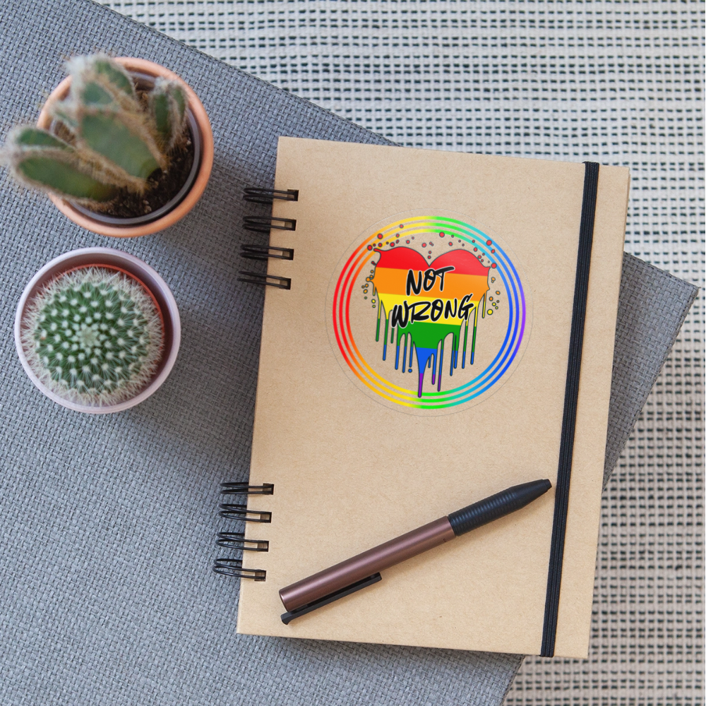 Queer Not Wrong "Regenbogenkreis Edition" - Sticker (groß) - Transparent glänzend