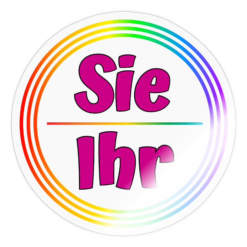 Sie/Ihr Pronomen Regenbogenkreis - Sticker (groß) - Transparent glänzend