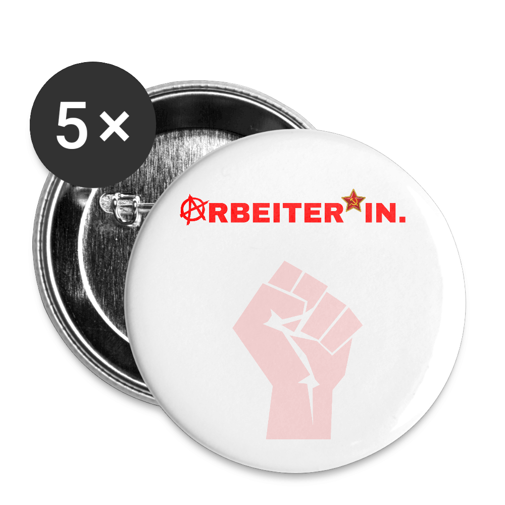 ARBEITER*IN. "Solidarisch und Frei Edition" - Buttons klein 5x - Weiß