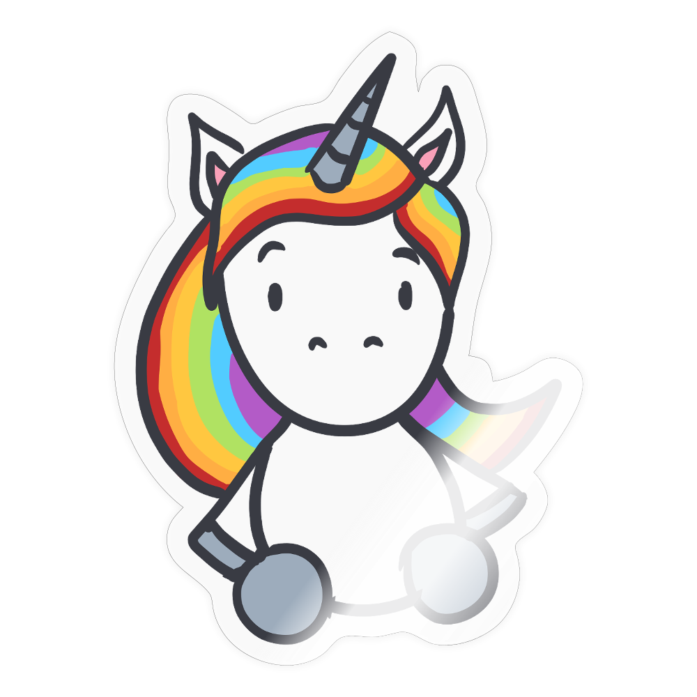 Einhorn mit Regenbogen Haaren - Sticker (groß) - Transparent glänzend