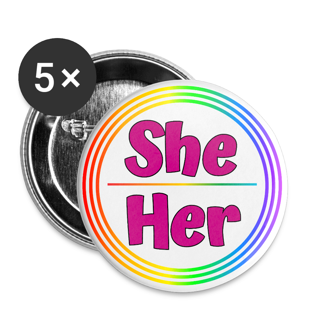 She/Her Pronomen Regenbogenkreis - Buttons klein 5x - Weiß